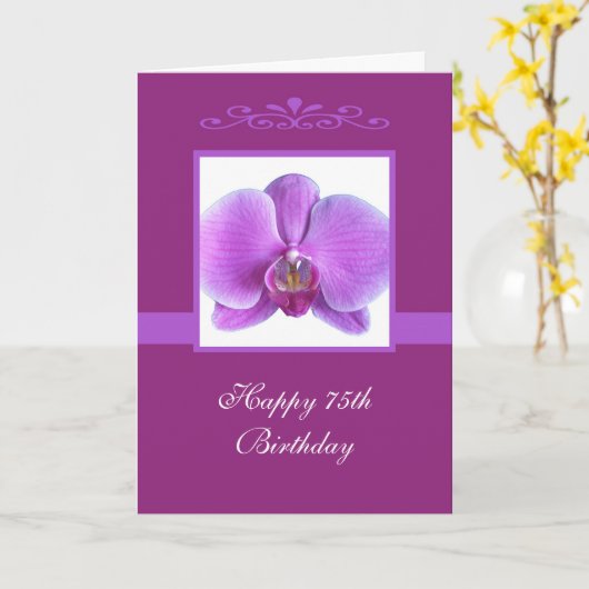 Carte d'anniversaire de l'orchidée 75e (Fleur jaune)