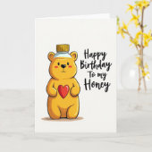 Carte d'anniversaire de l'ours amical (Fleur jaune)