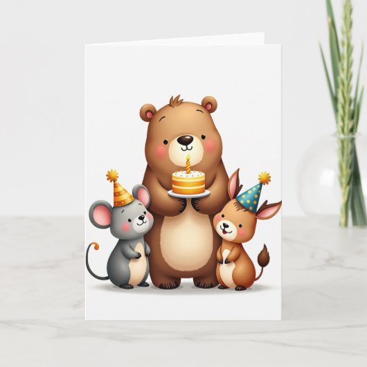 Carte d'anniversaire de l'ours charmant (Devant)