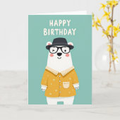 Carte d'anniversaire de l'ours clignant (Fleur jaune)