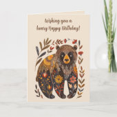 Carte d'anniversaire de l'ours d'art populaire mod (Devant)