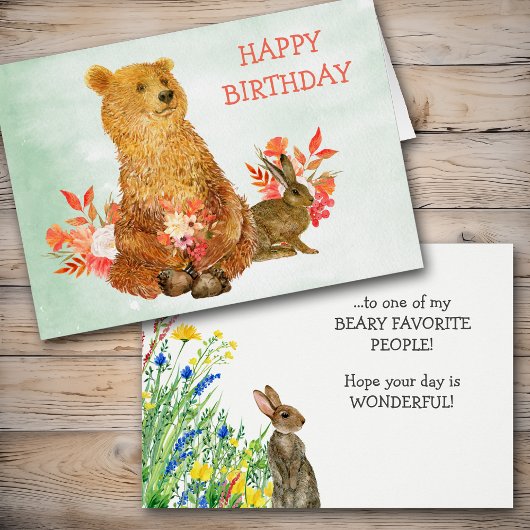 Carte d'anniversaire de l'Ours de Bouquet Floral C