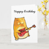 Carte d'anniversaire de l'ours de guitare (Fleur jaune)