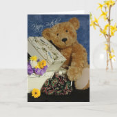 Carte d'anniversaire de l'ours en peluche (Fleur jaune)
