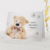 Carte d'anniversaire de l'ours en peluche mignonne (Fleur jaune)