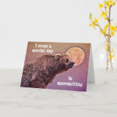 Carte d'anniversaire de l'ours et de la lune (Fleur jaune)