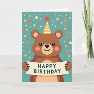 Carte d'anniversaire de l'ours joyeux