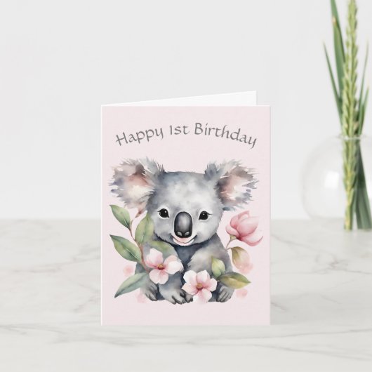 Carte d'anniversaire de l'ours Koala personnalisée (Devant)