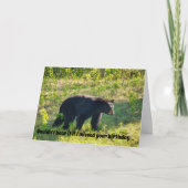 Carte d'anniversaire de l'ours noir promenant (Devant)