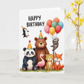 Carte d'anniversaire de l'ours panda festive (Fleur jaune)