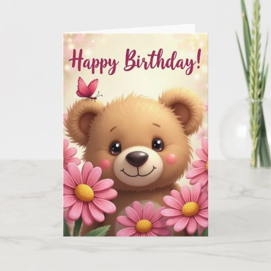 Carte d'anniversaire de l'ours papillon (Devant)