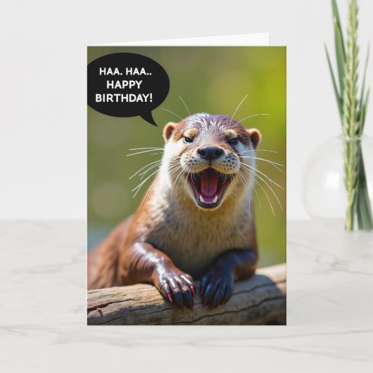 Carte d'anniversaire de loutre joueuse (Devant)