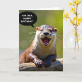Carte d'anniversaire de loutre joueuse (Fleur jaune)