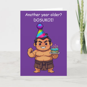 Carte d'anniversaire de lutteur sumo Dosukoi