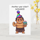 Carte d'anniversaire de lutteur sumo Dosukoi (Fleur jaune)