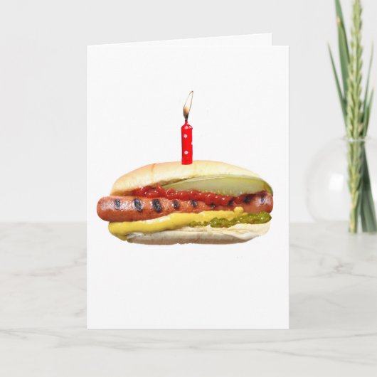 Carte d'anniversaire de luxe de hot dog (Devant)