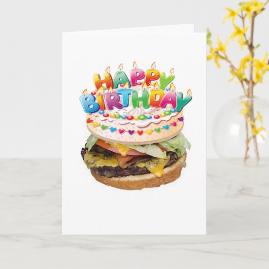 Carte d'anniversaire de luxe d'hamburger (Fleur jaune)