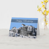 Carte d'anniversaire de macareux, wildelife (Fleur jaune)