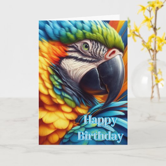 Carte d'anniversaire de Macaw Parrot (Fleur jaune)