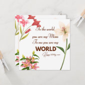 Carte d'anniversaire de maman avec fleur (Devant/Arrière en situation)