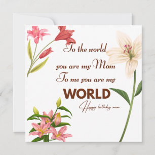 Carte d'anniversaire de maman avec fleur