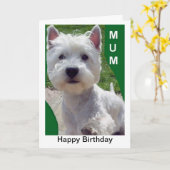 Carte d'anniversaire de maman de Westie Westi (Fleur jaune)