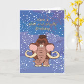 Carte d'anniversaire de mammouth laineux (Fleur jaune)