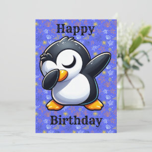 Carte d'anniversaire de manchot dabbing