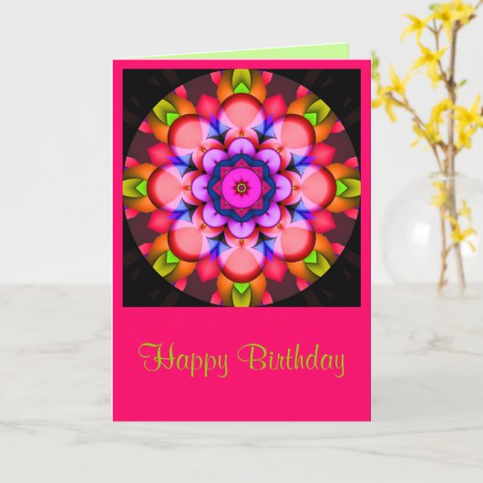Carte d'anniversaire de Mandala colorée (Fleur jaune)