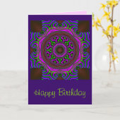 Carte d'anniversaire de mandala cool (Fleur jaune)