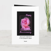 Carte d'anniversaire de mariage 10 ans avec bourge (Dos)