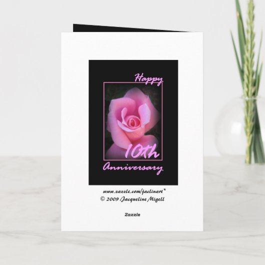 Carte d'anniversaire de mariage 10 ans avec bourge (Dos)