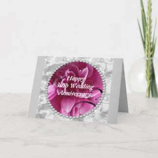 Carte d'anniversaire de mariage 30 ans, perles et