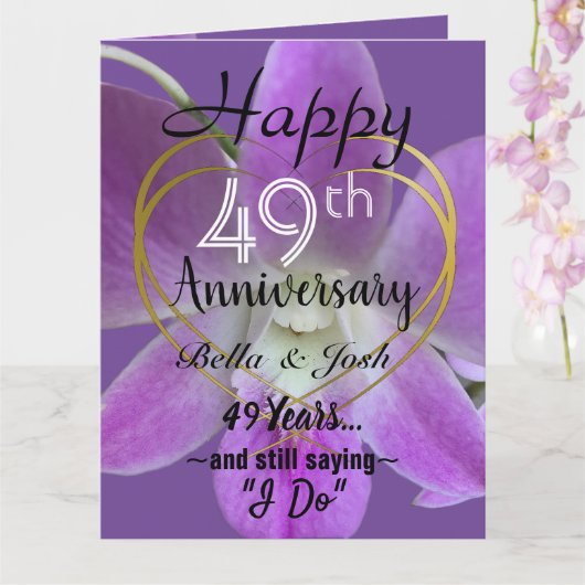 Carte d'anniversaire de mariage 49 ans avec fleur (Orchidée)
