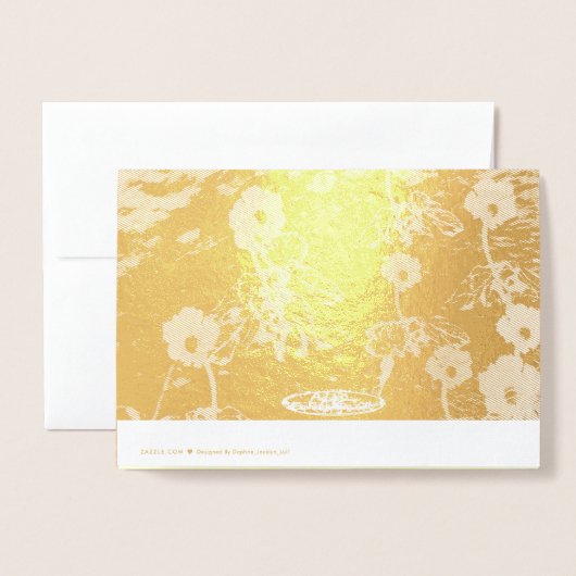 Carte d'anniversaire de mariage 50 ans avec fleurs (Derrière avec enveloppe)