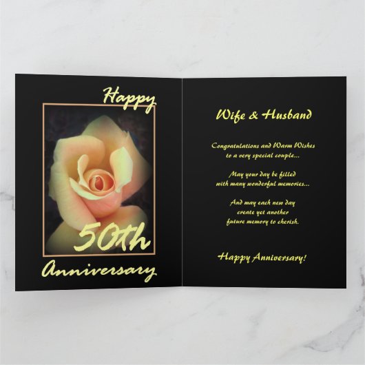 Carte d'anniversaire de mariage 50 ans Grande rose (Intérieur)