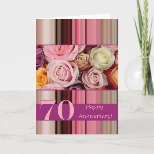 Carte d'anniversaire de mariage 70 ans - Rayure de (Devant)