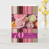 Carte d'anniversaire de mariage 70 ans - Rayure de (Fleur jaune)
