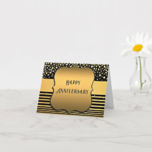 Carte d'anniversaire de mariage à paillettes Or No