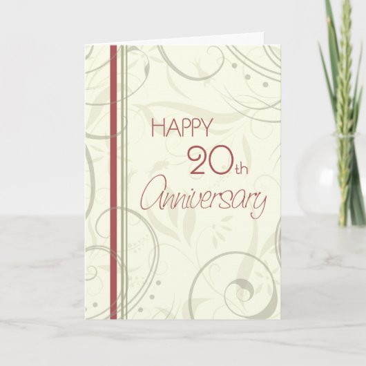 Carte d'anniversaire de mariage beige Joyeux 20 an (Devant)