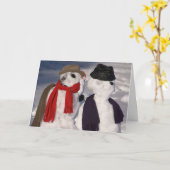 Carte d'anniversaire de mariage Bonhommes de neige (Fleur jaune)