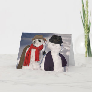 Carte d'anniversaire de mariage Bonhommes de neige