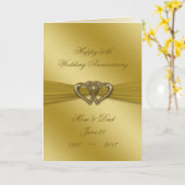 Carte d'anniversaire de mariage classique dorée po (Fleur jaune)