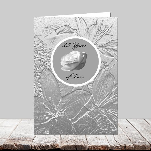 Carte d'anniversaire de mariage d'argent -- Fleurs