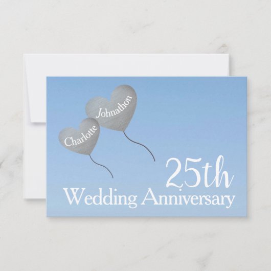 Carte d'anniversaire de mariage de 25 ans d'argent (Devant)