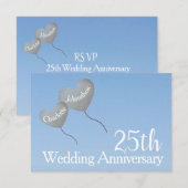 Carte d'anniversaire de mariage de 25 ans d'argent (Devant / Derrière)