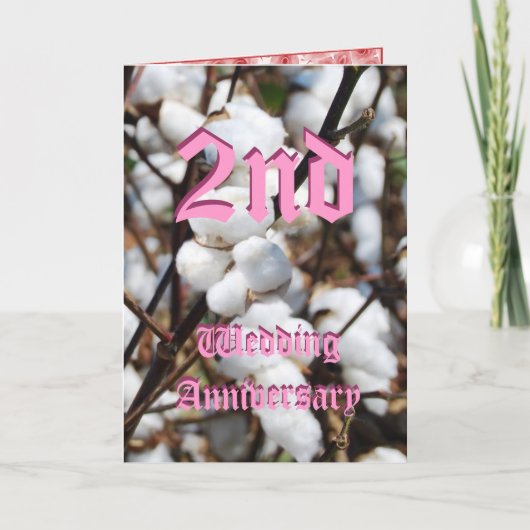 Carte d'anniversaire de mariage de 2 ans - Coton (Devant)