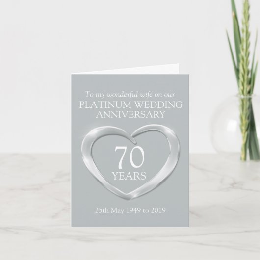 Carte d'anniversaire de mariage de platine pour fe (Devant)