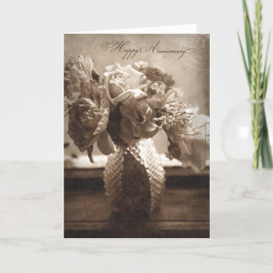 Carte d'anniversaire de mariage de style antique
