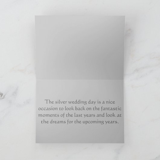 CARTE D'ANNIVERSAIRE DE MARIAGE EN NOCE D'ARGENT (Intérieur)